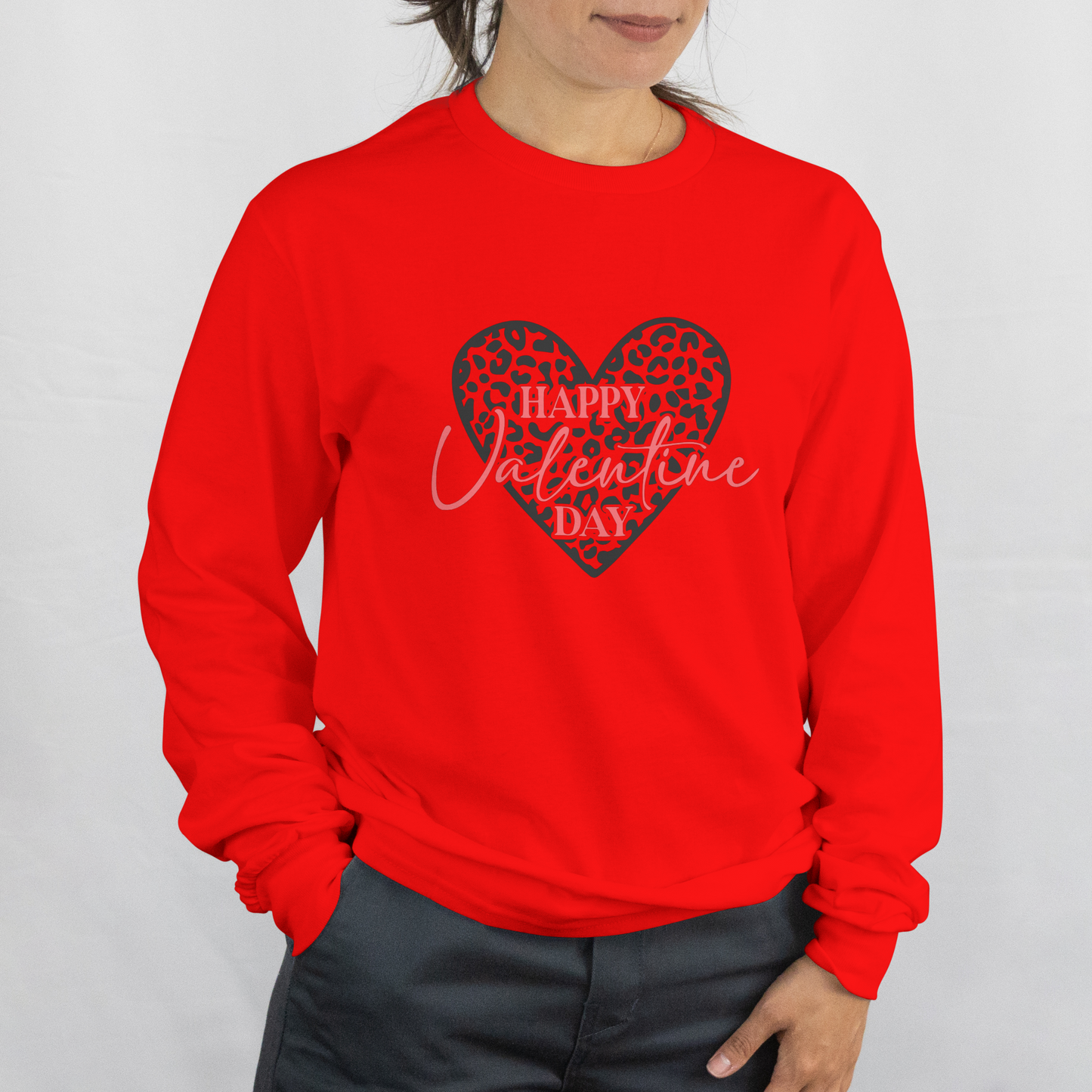 Happy Valentines Day Leopard Heart Printed
