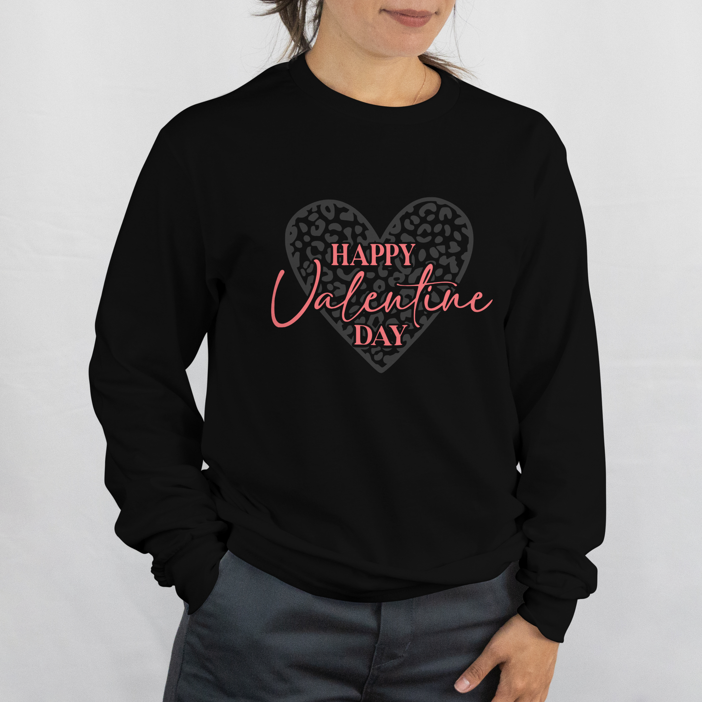 Happy Valentines Day Leopard Heart Printed