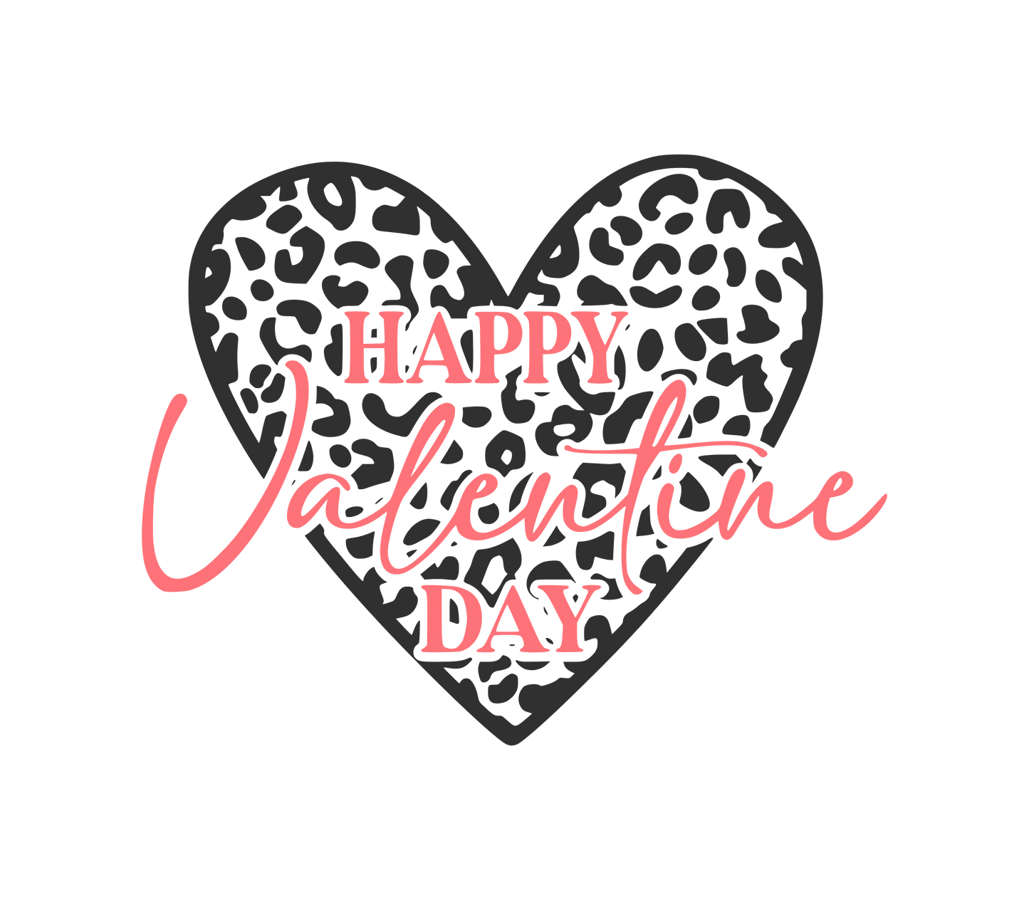 Happy Valentines Day Leopard Heart Printed