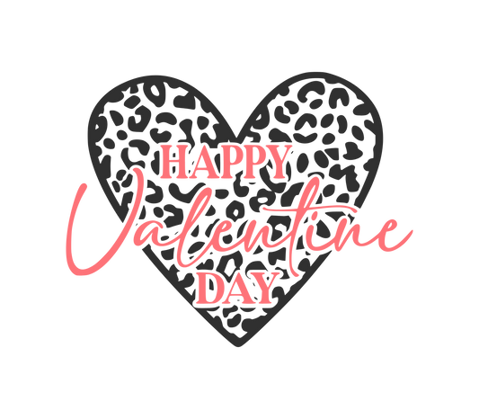 Happy Valentines Day Leopard Heart Printed