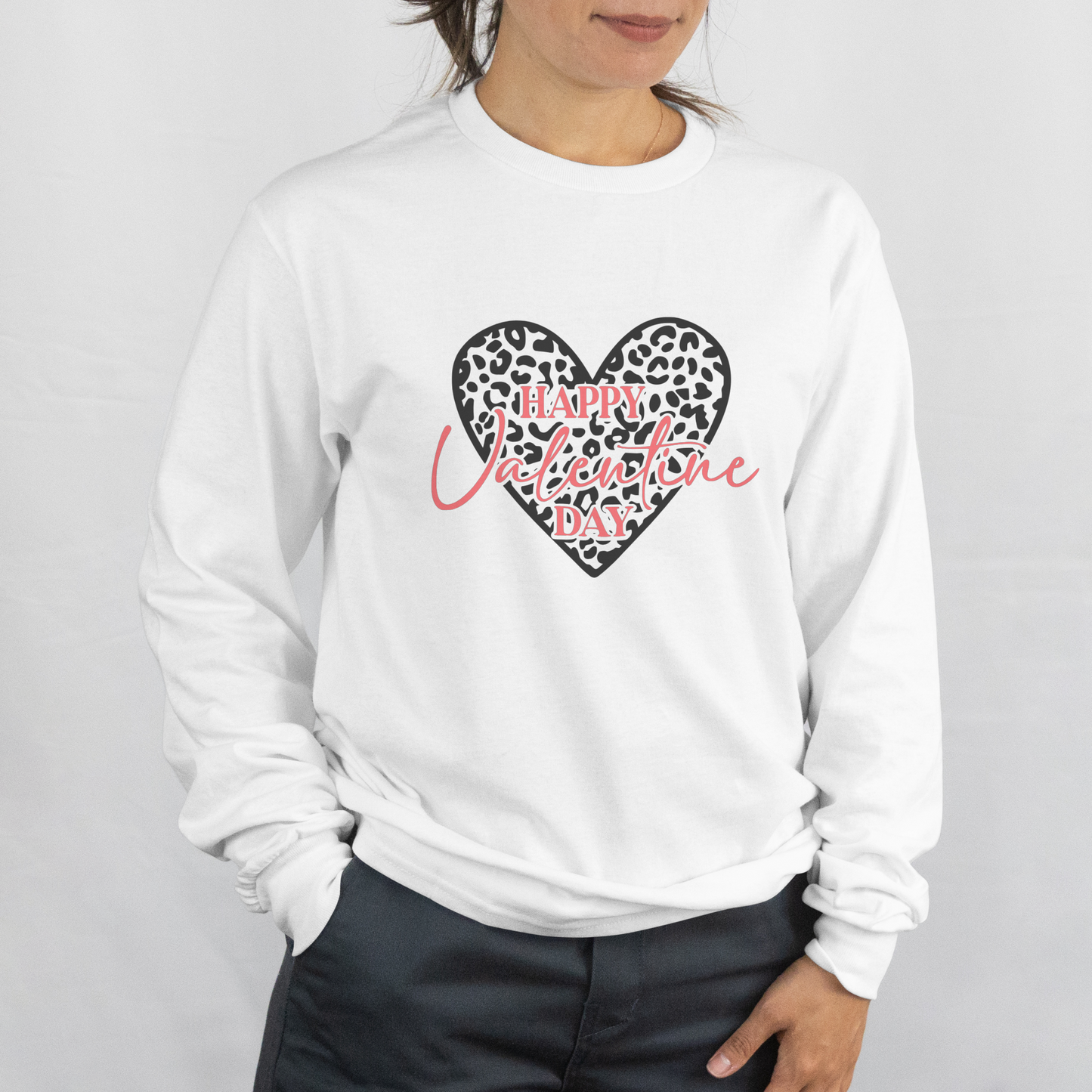 Happy Valentines Day Leopard Heart Printed
