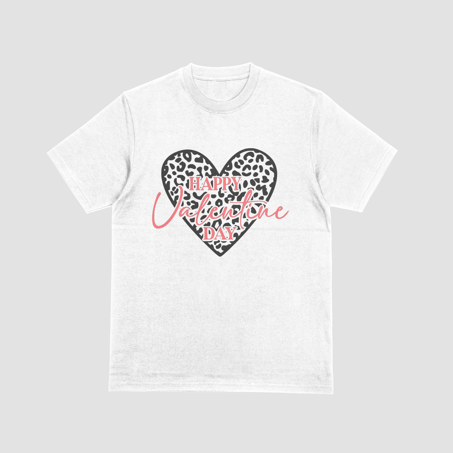 Happy Valentines Day Leopard Heart Printed