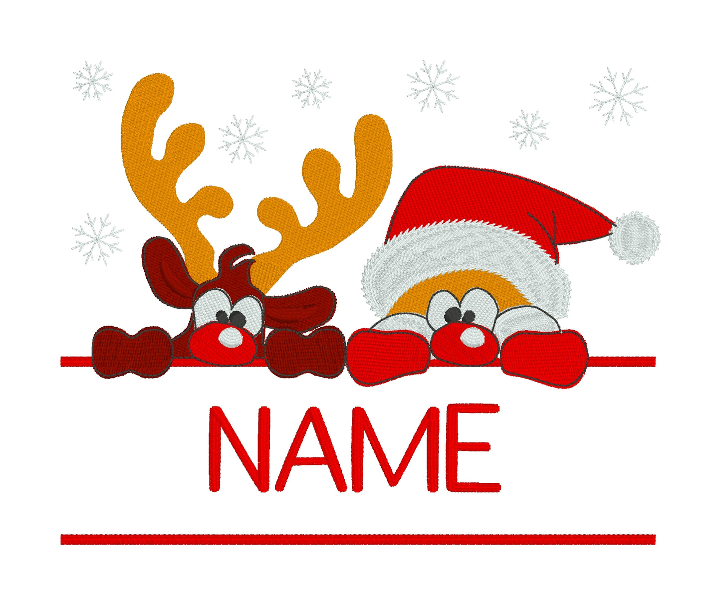 Embroidered Santa and Rudolph Apron