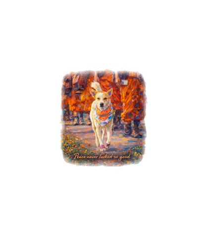Monks Walk for Peace - Aloka the rescue water color art